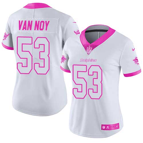 Nike Miami Dolphins #53 Kyle Van Noy White Pink Women Stitched NFL Limited Rush Fashion Jersey